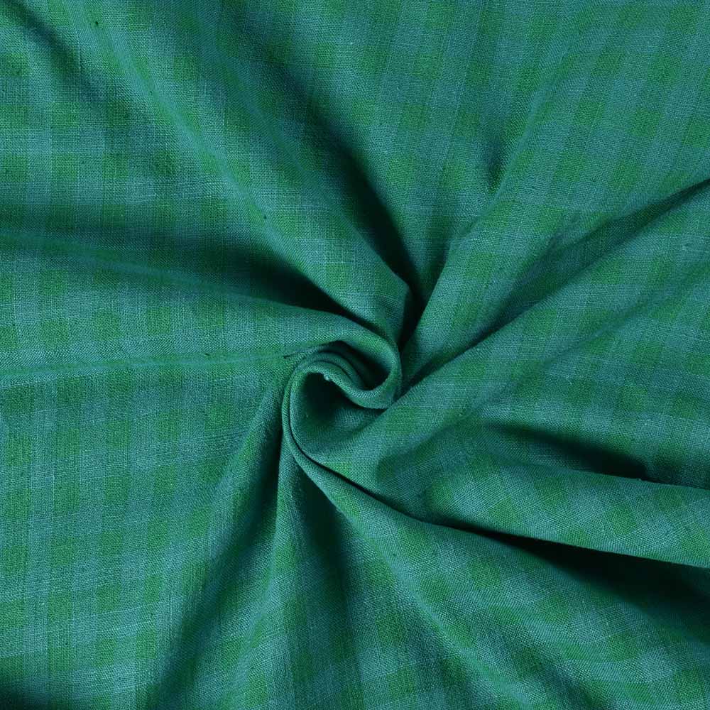 Check Green Pure Khadi 125 GSM Handwoven Fabric