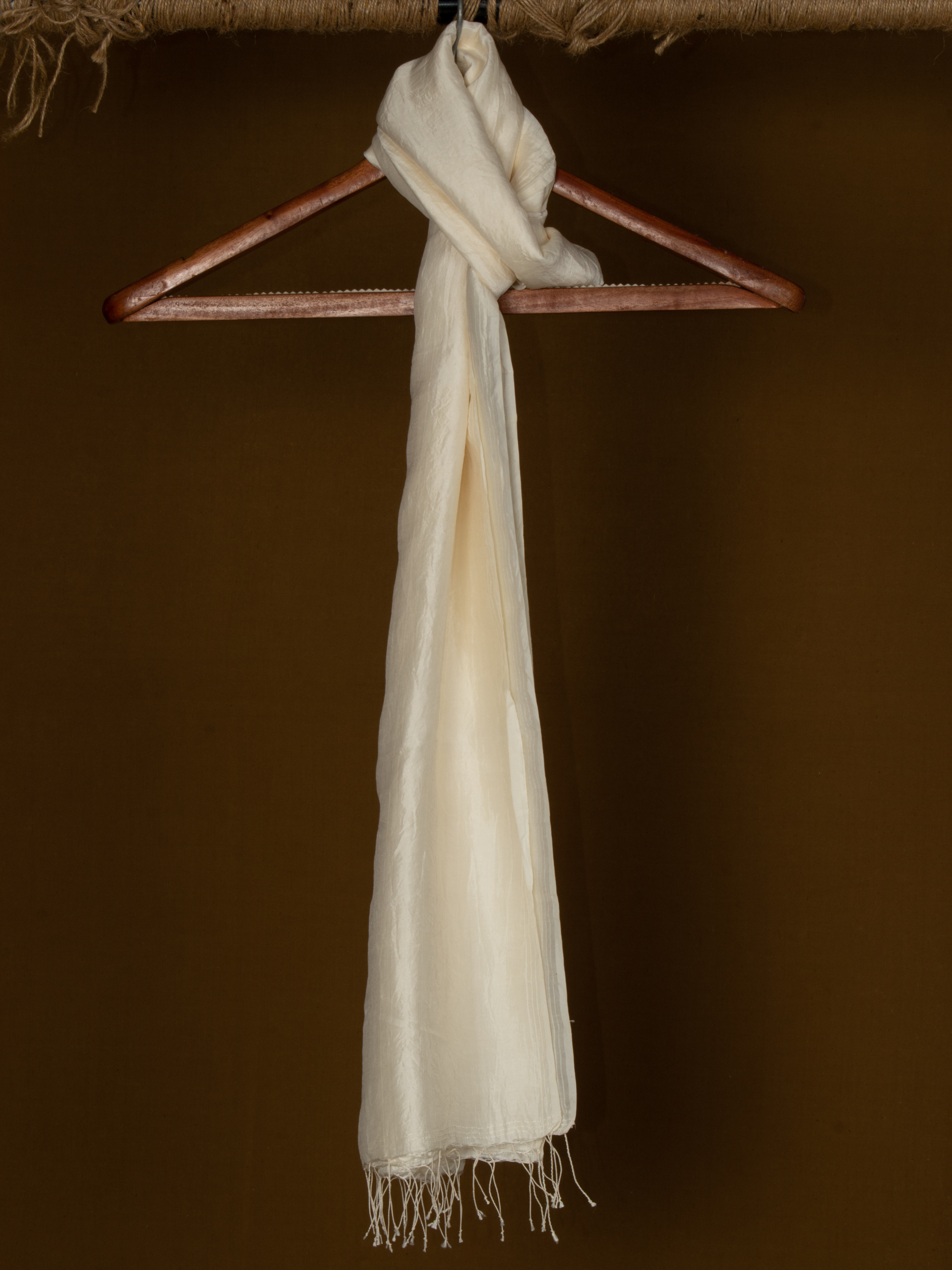 Natural White Mulberry Silk Handwoven Scarf