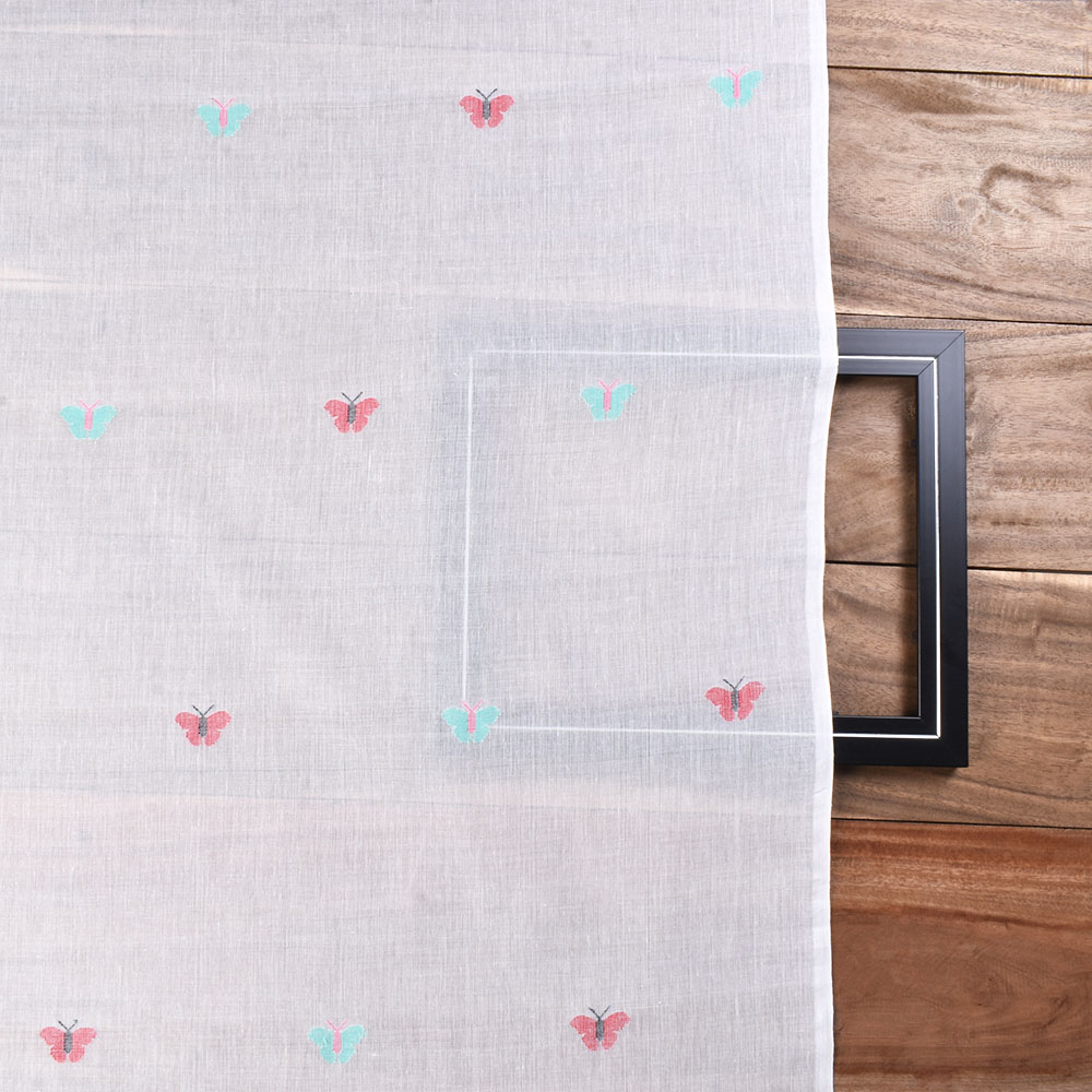 MULTICOLOR BUTTERFLY JAMDANI PURE COTTON 54 GSM HANDWOVEN FABRIC