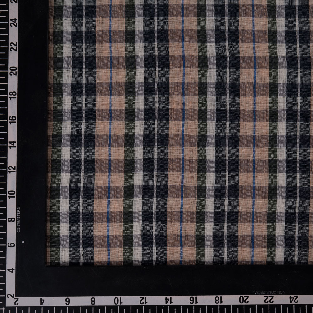 CHECK BROWN & BLACK PURE COTTON 92 GSM HANDWOVEN FABRIC 287