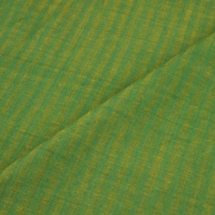 STRIPE GREEN PURE COTTON 92 GSM HANDWOVEN FABRIC P12