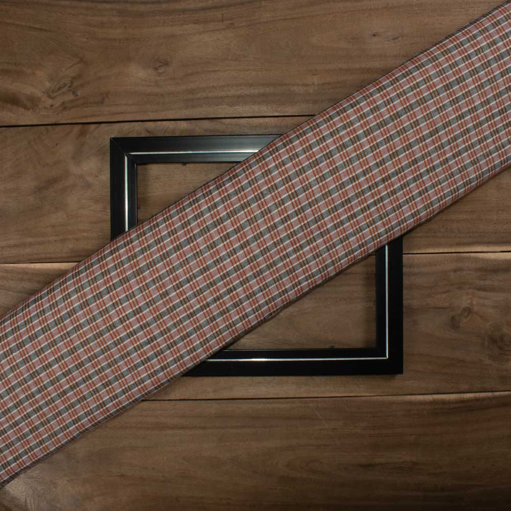 CHECK RED & GREY PURE COTTON 67 GSM HANDWOVEN FABRIC