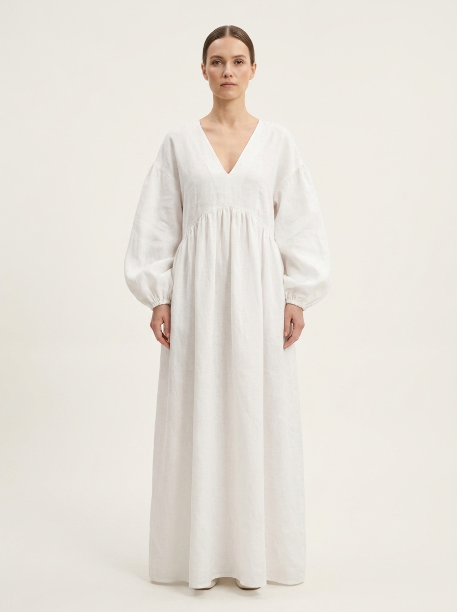 High Gathers Maxi Length Lose Dress