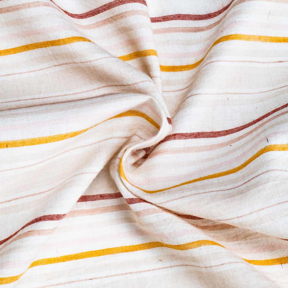 Stripe Cream Pure Cotton 65 GSM Handwoven Fabric
