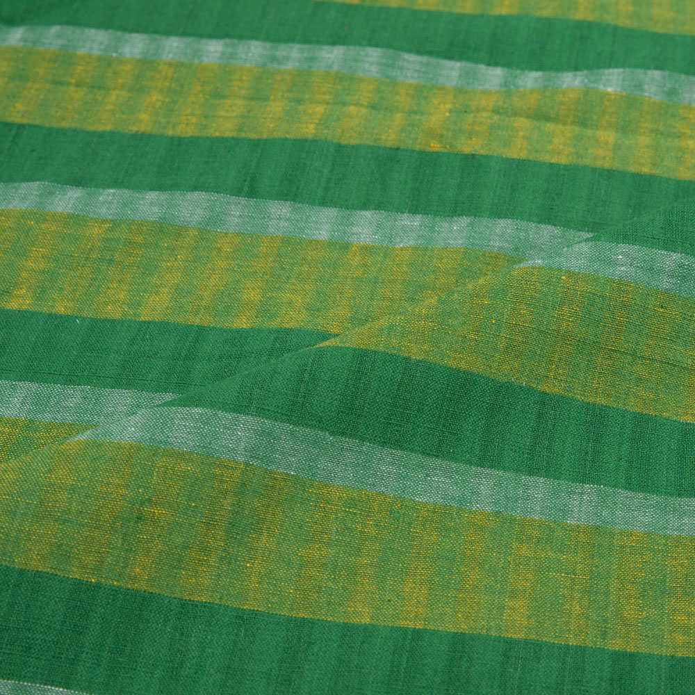 STRIPE GREEN PURE COTTON 92 GSM HANDWOVEN FABRIC 125