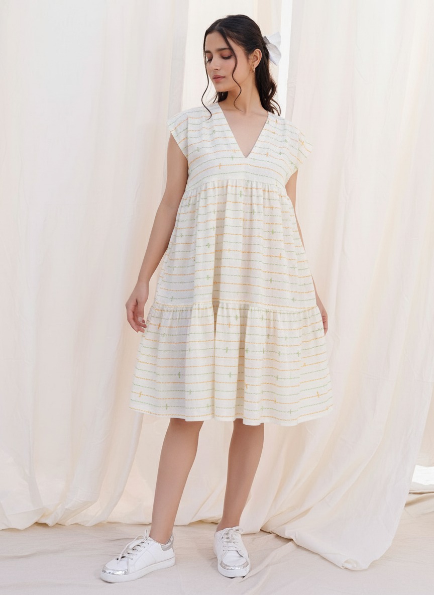 V- neck Layered Dress