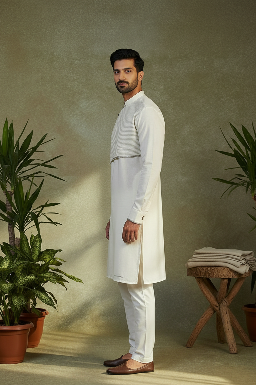 Embroidered Indo-Western Kurta 