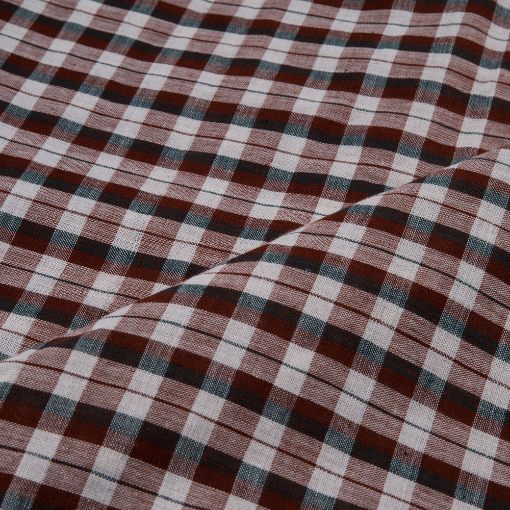 CHECK BROWN PURE COTTON 98 GSM HANDWOVEN FABRIC 230