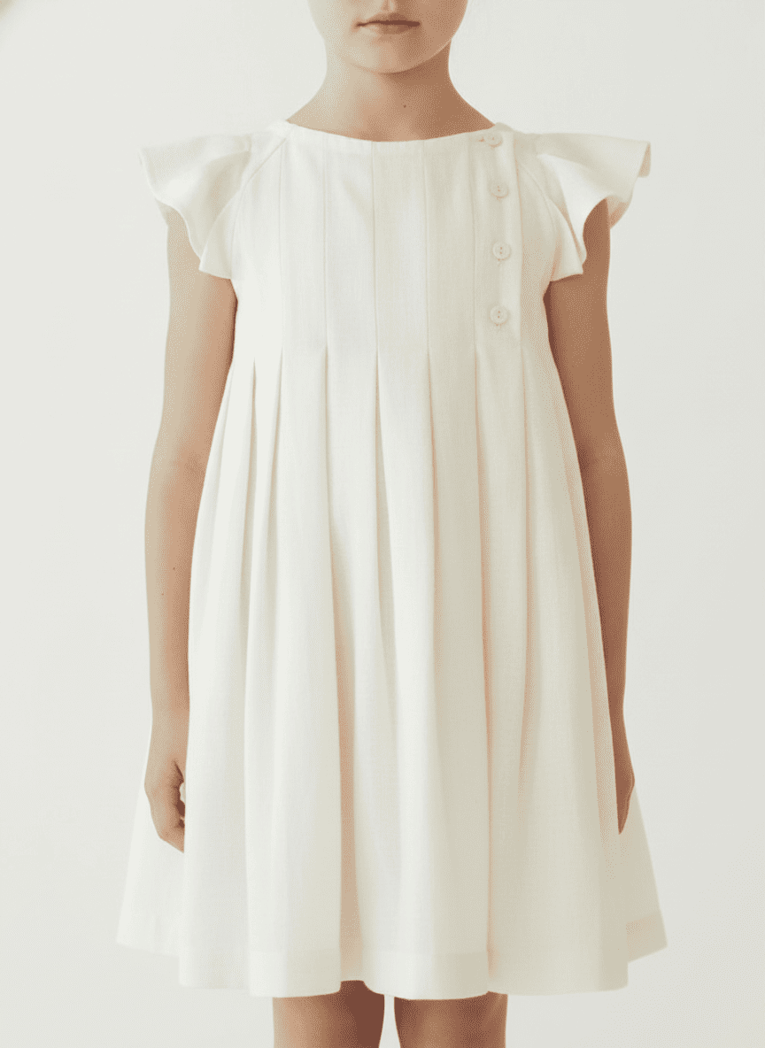 Shoulder Ruffled & Pleated Dress