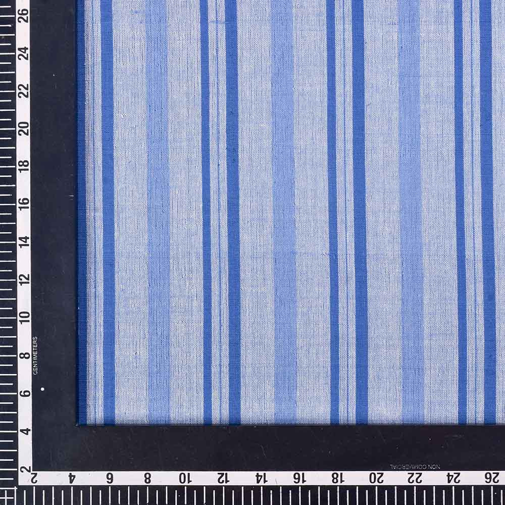 Stripe Blue white pure cotton 100 GSM handwoven fabric