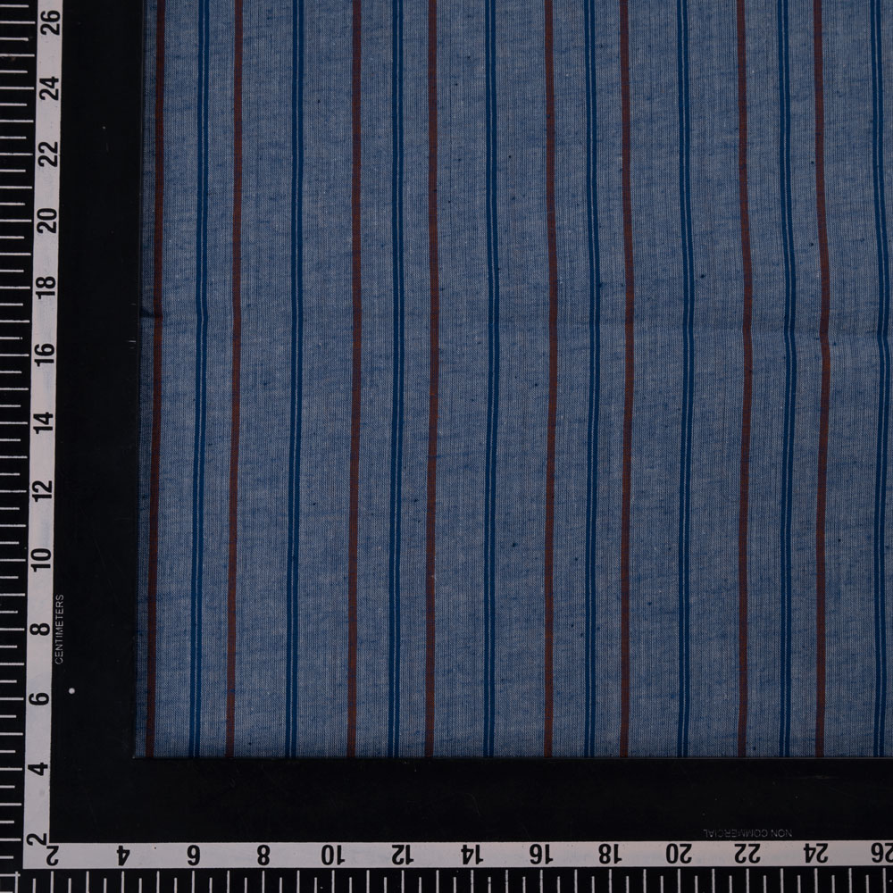 STRIPE BLUE PURE COTTON 65 GSM HANDWOVEN FABRIC 208