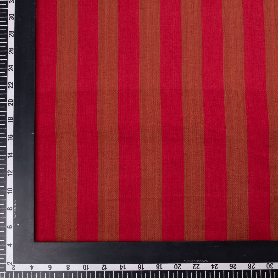 STRIPE RED & BROWN PURE COTTON 72 GSM HANDWOVEN FABRIC