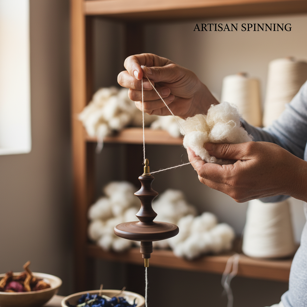 Recycled cotton fibres spun into new yarn for sustainable textile production