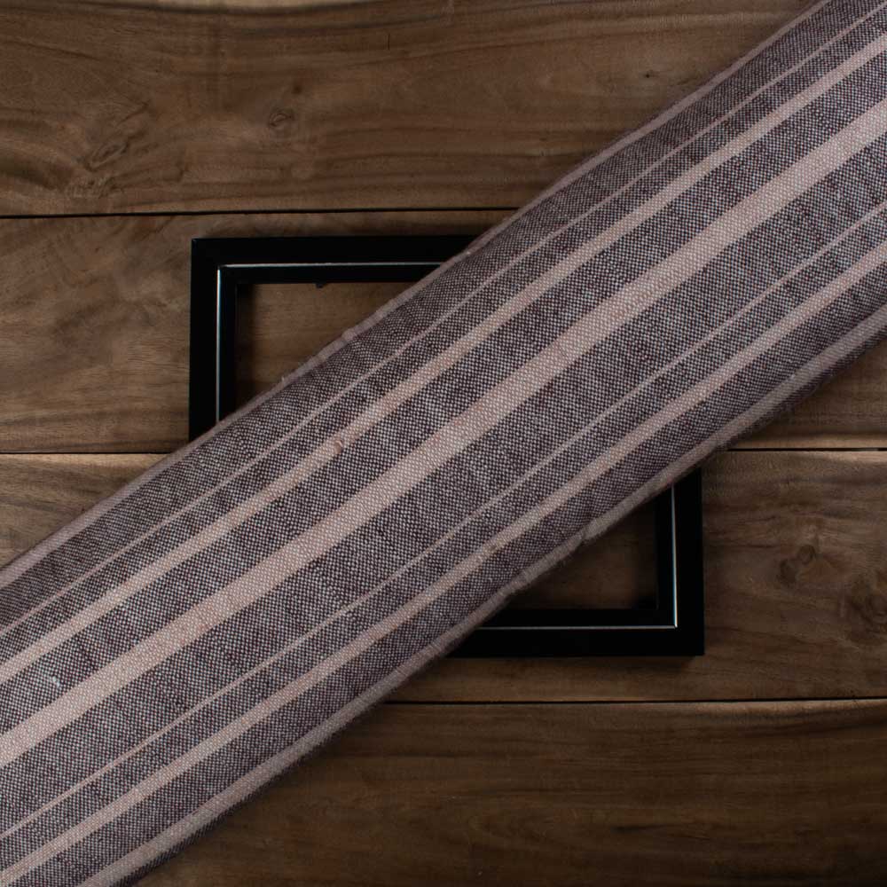 Brown Cream Stripe Khadi 305 GSM Handwoven Fabric