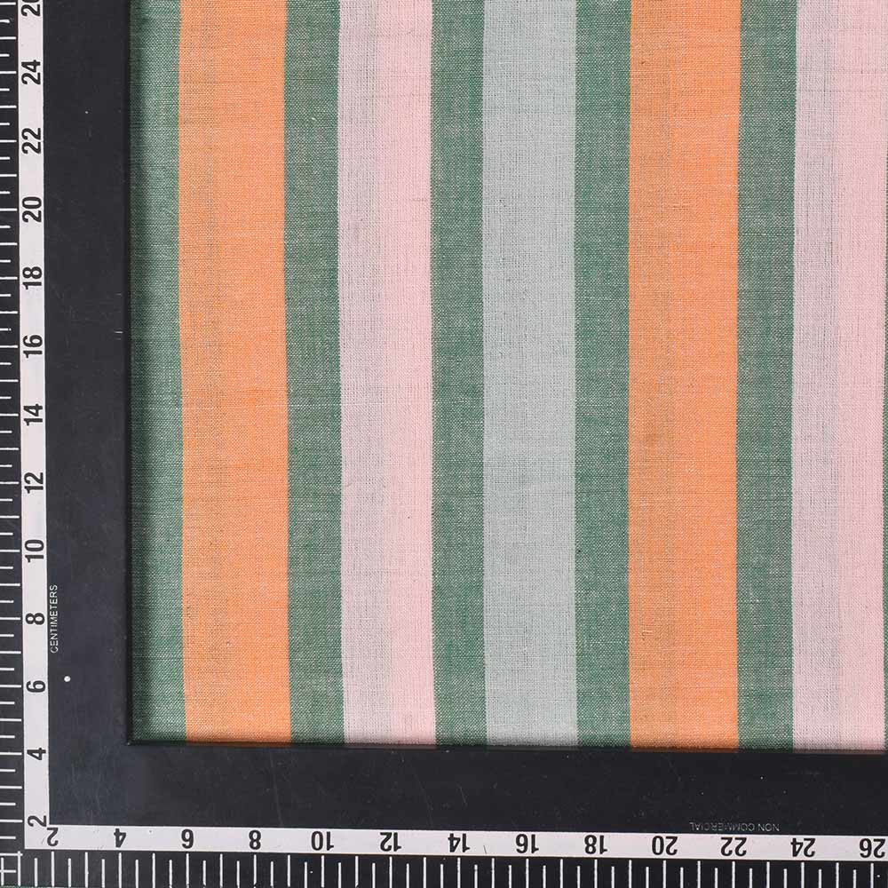 STRIPE MULTICOLOR PURE COTTON 100 GSM HANDWOVEN FABRIC