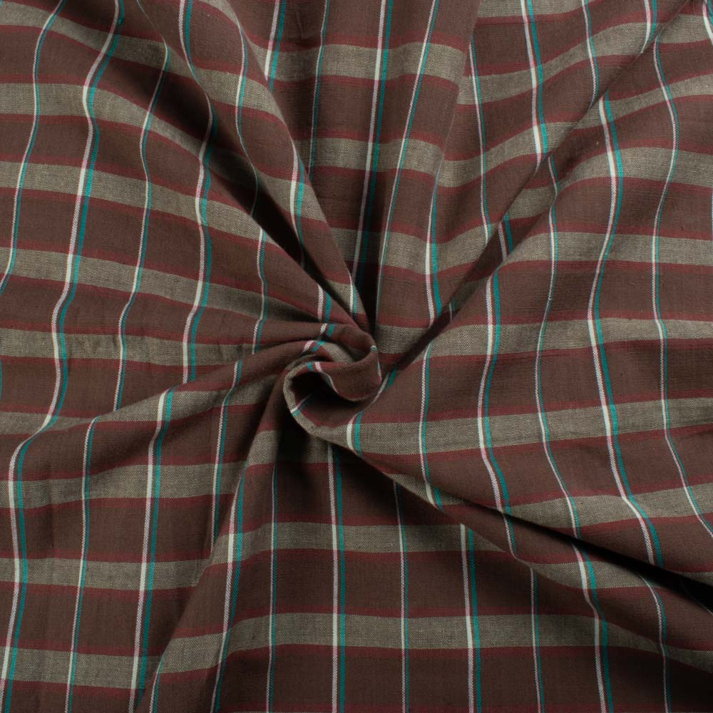 Check Multicolor Pure Cotton 100 GSM Handwoven Fabric 640