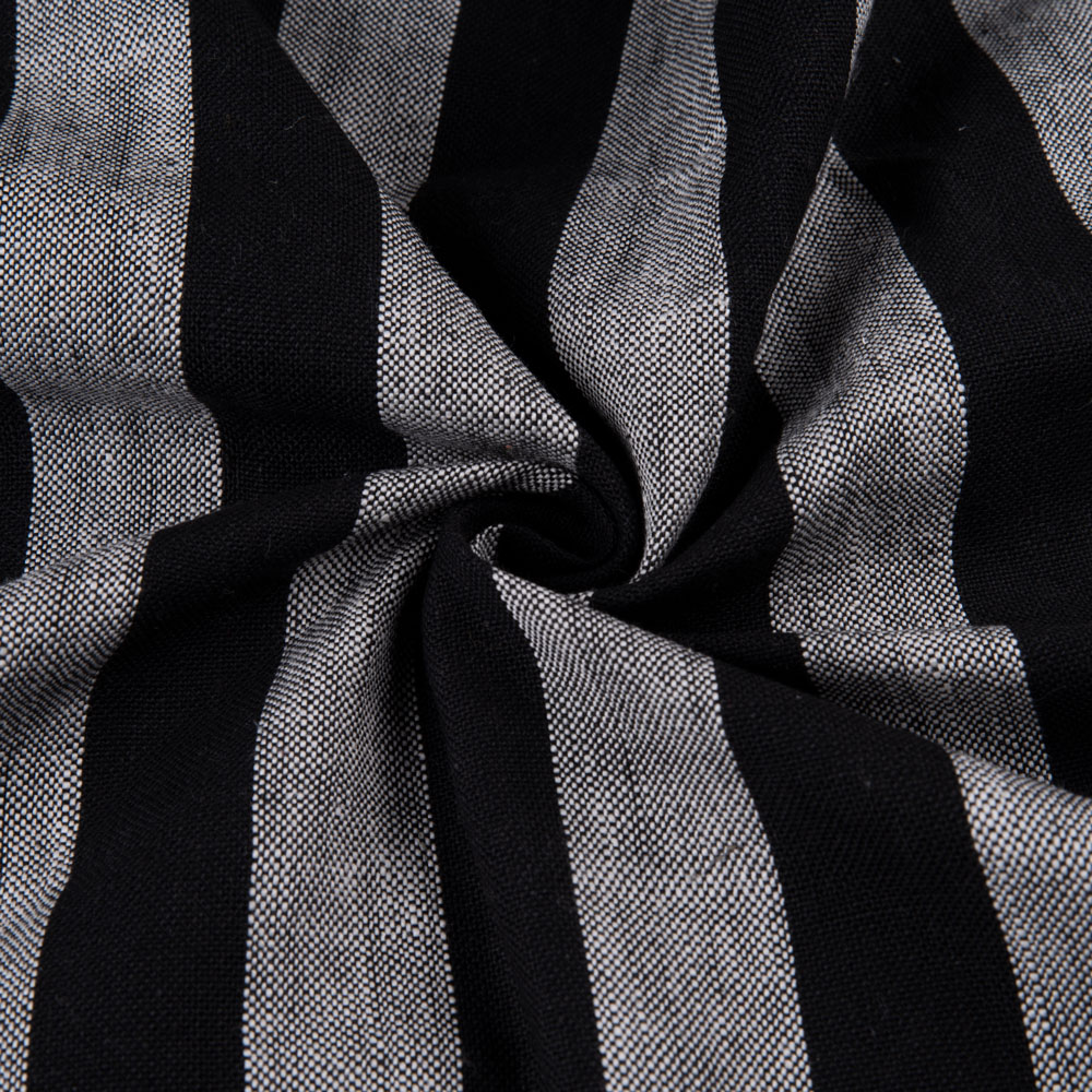 Stripe Black & Grey Pure Khadi 201 GSM Handspun & Handwoven Fabric