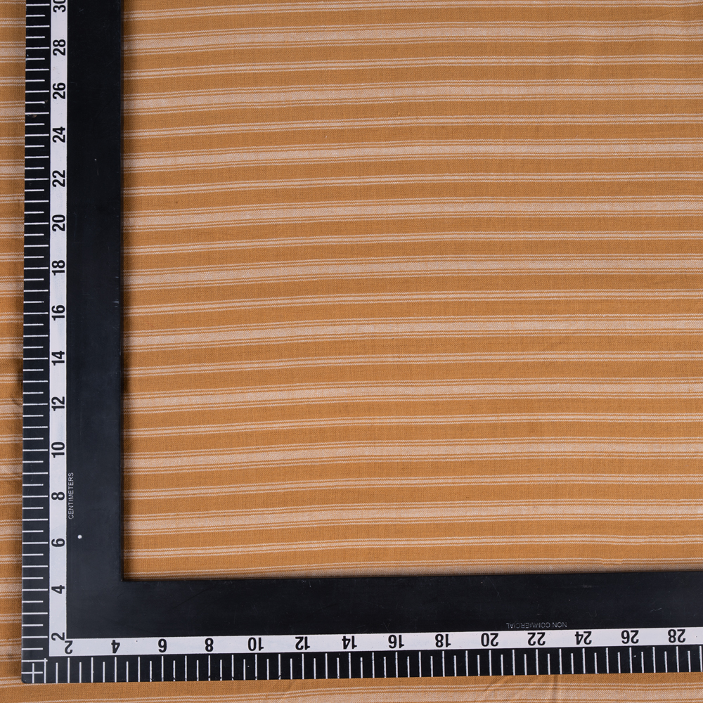 STRIPE MUSTARD YELLOW PURE COTTON 87 GSM HANDWOVEN FABRIC
