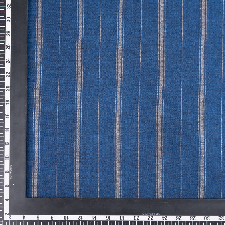 STRIPE BLUE PURE COTTON 97 GSM HANDWOVEN FABRIC