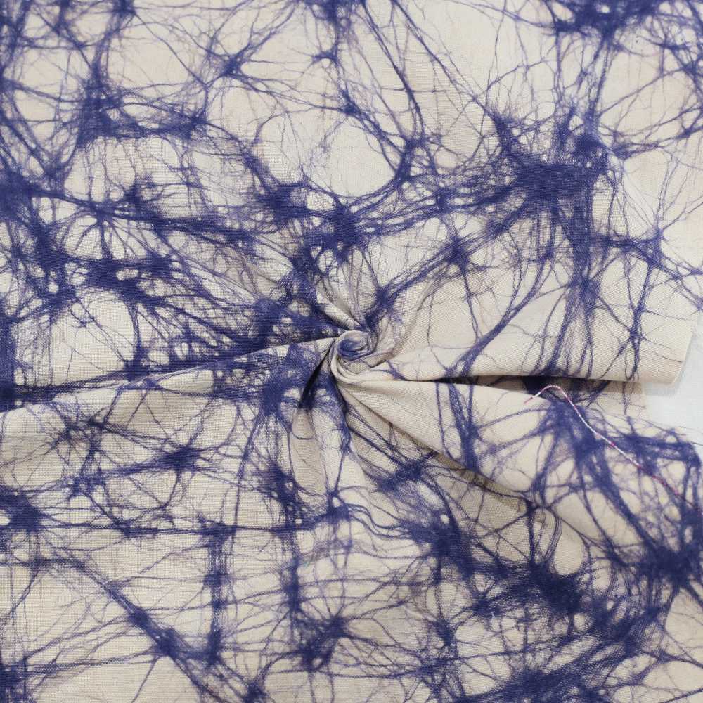 Abstract Blue White Batik Cotton 110 GSM Fabric - Printed