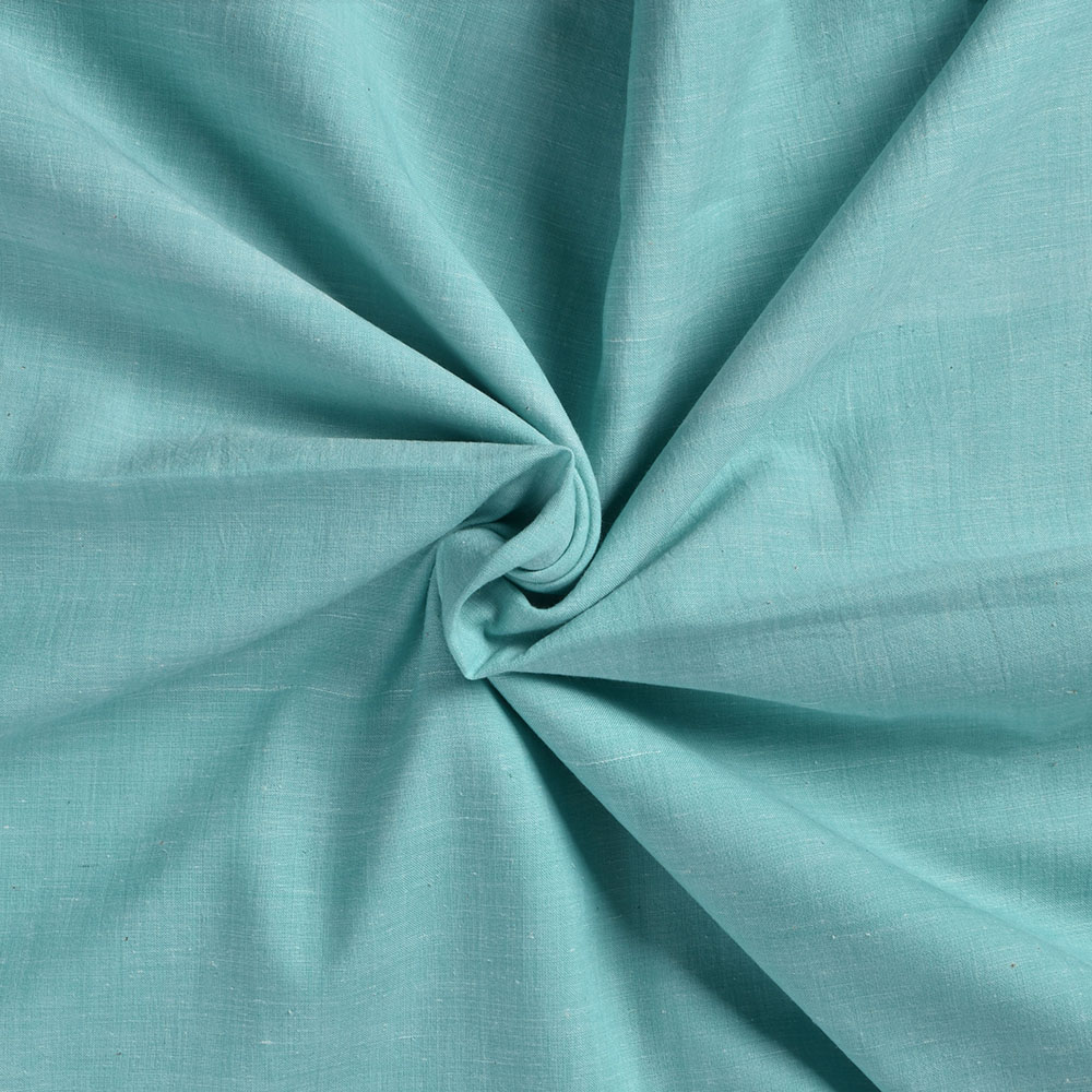 Chambray Light Teal Khadi Cotton 105 GSM Handwoven Fabric