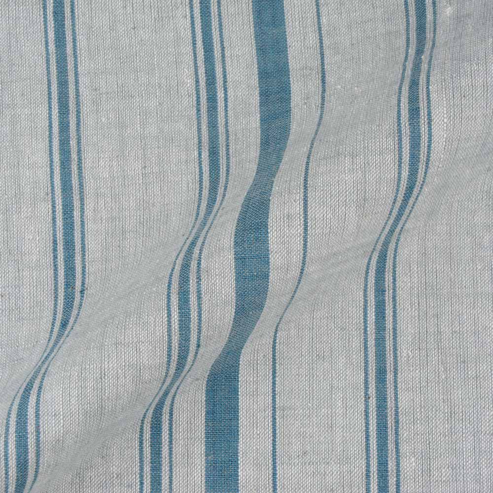 STRIPE GREY & TEAL PURE KHADI FABRIC - 119 GSM HANDSPUN & HANDWOVEN
