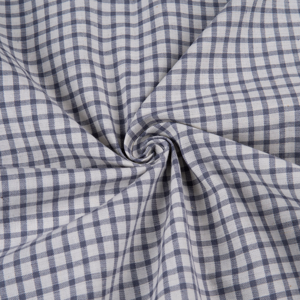 Check White & Grey Pure Cotton 109 GSM Handwoven Fabric