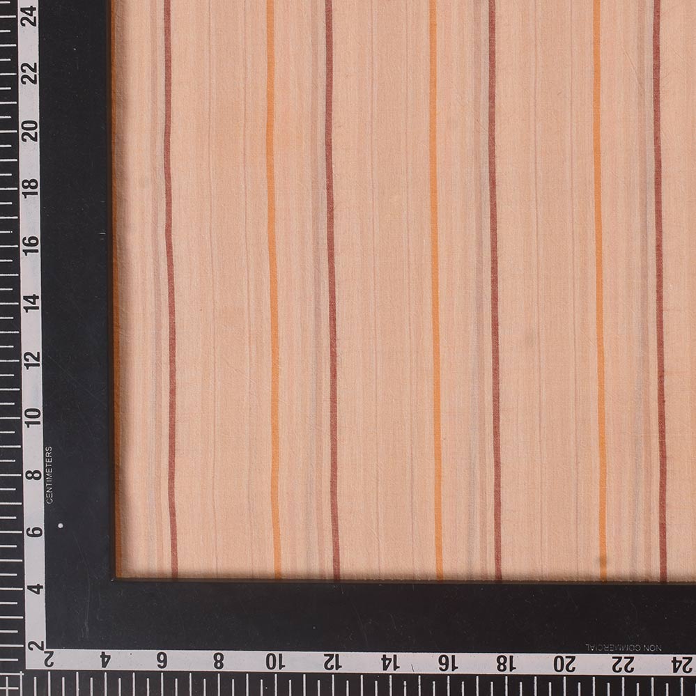 STRIPE PEACH PURE COTTON 62 GSM HANDWOVEN FABRIC