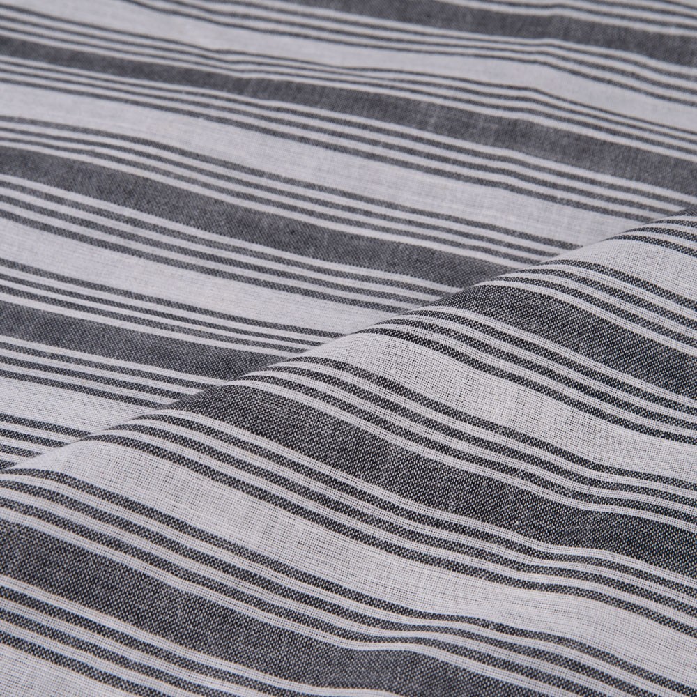 STRIPE BLACK & WHITE PURE COTTON 87 GSM HANDWOVEN FABRIC