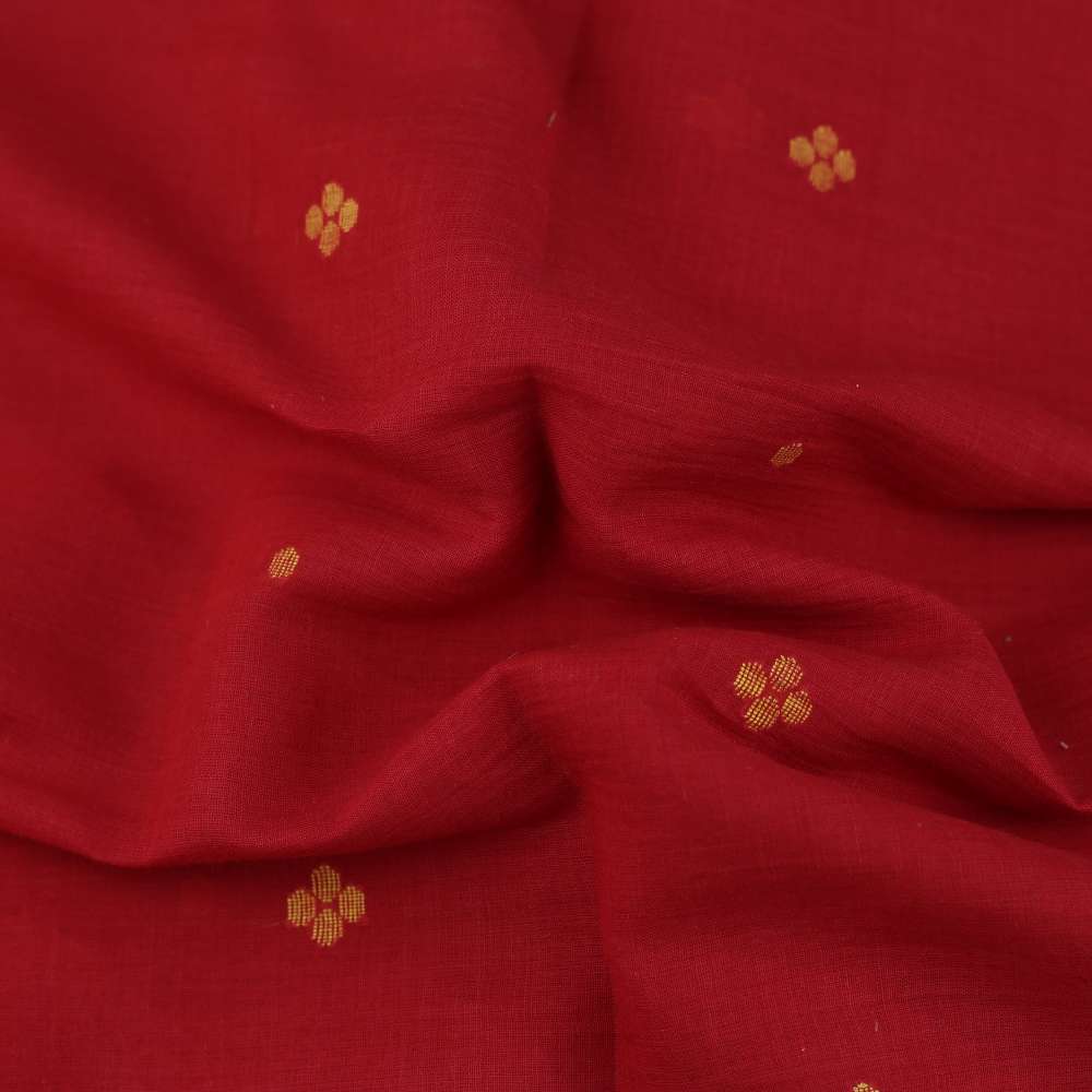 GEOMETRIC RED JAMDANI PURE COTTON 55 GSM FABRIC 125