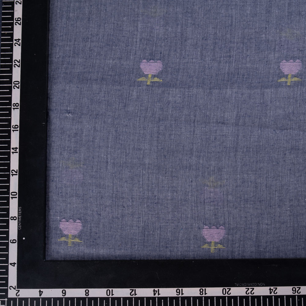 FLORAL GREY JAMDANI PURE COTTON 56 GSM HANDWOVEN FABRIC 201