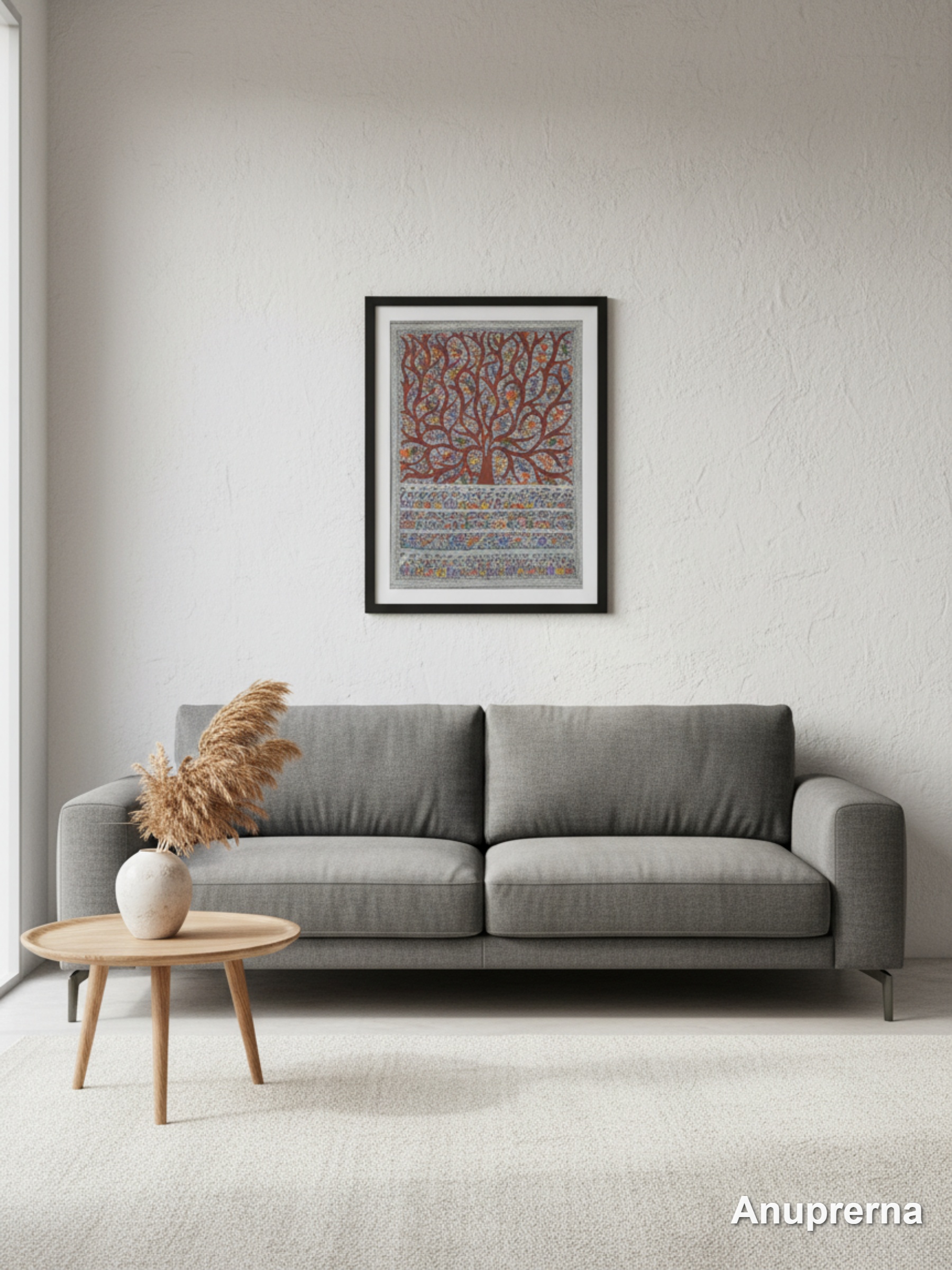 Life Under The Tree Madhubani Wall Art Decor