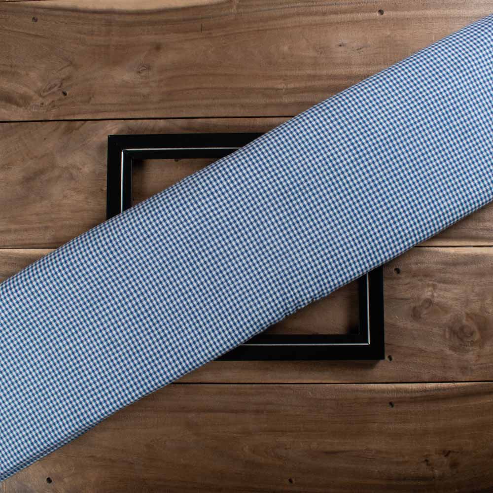 Check Blue & White Pure Cotton 110 GSM Handwoven Fabric 843