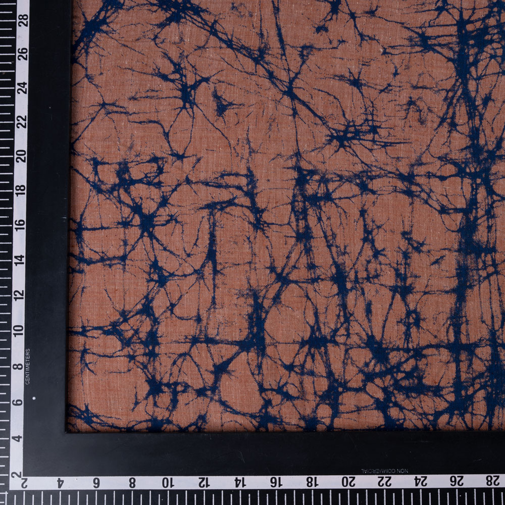 ABSTRACT BROWN SCREENPRINTED COTTON KHADI 85 GSM HANDWOVEN FABRIC