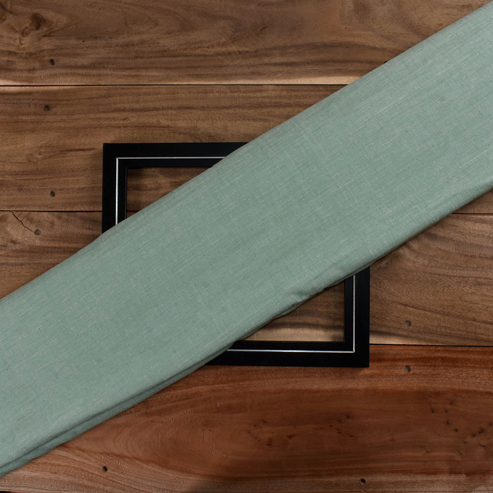 Chambray Light Green Khadi Cotton 92 GSM Handwoven Fabric