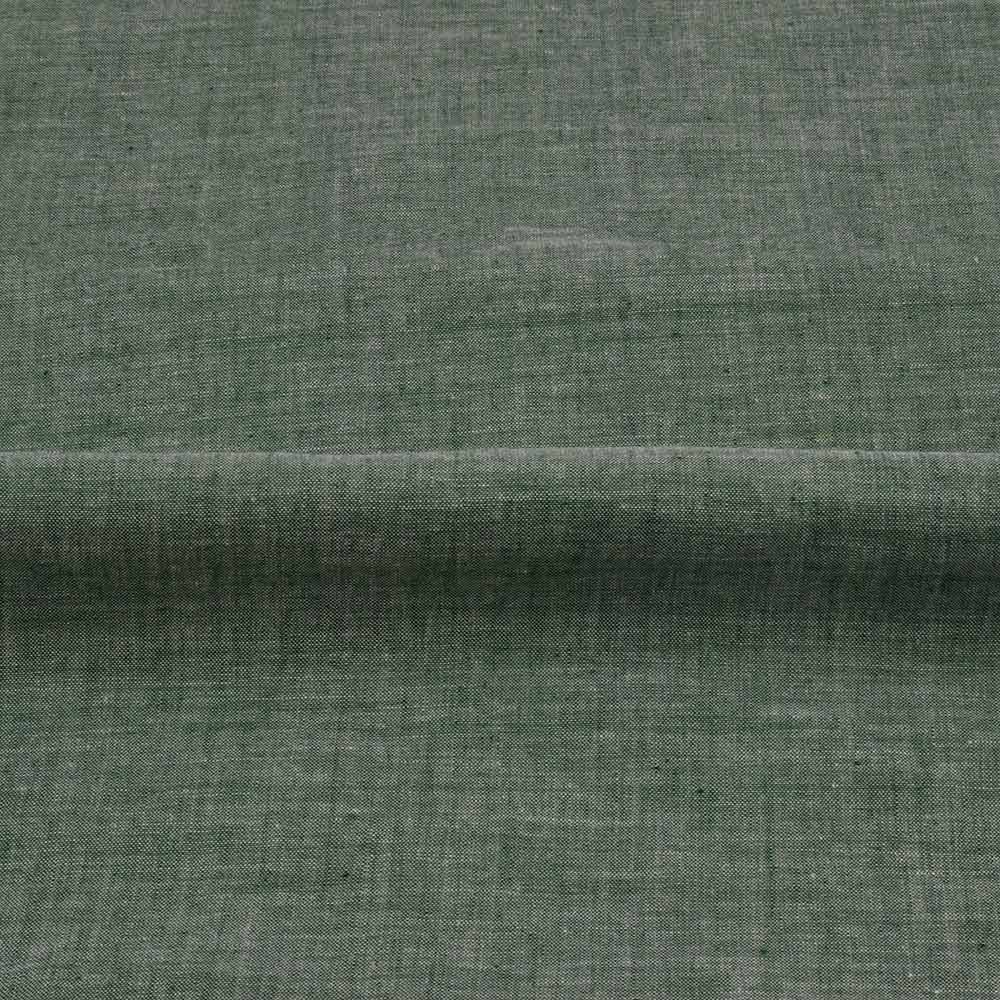 CHAMBRAY GREEN KHADI COTTON 75 GSM HANDWOVEN FABRIC H21