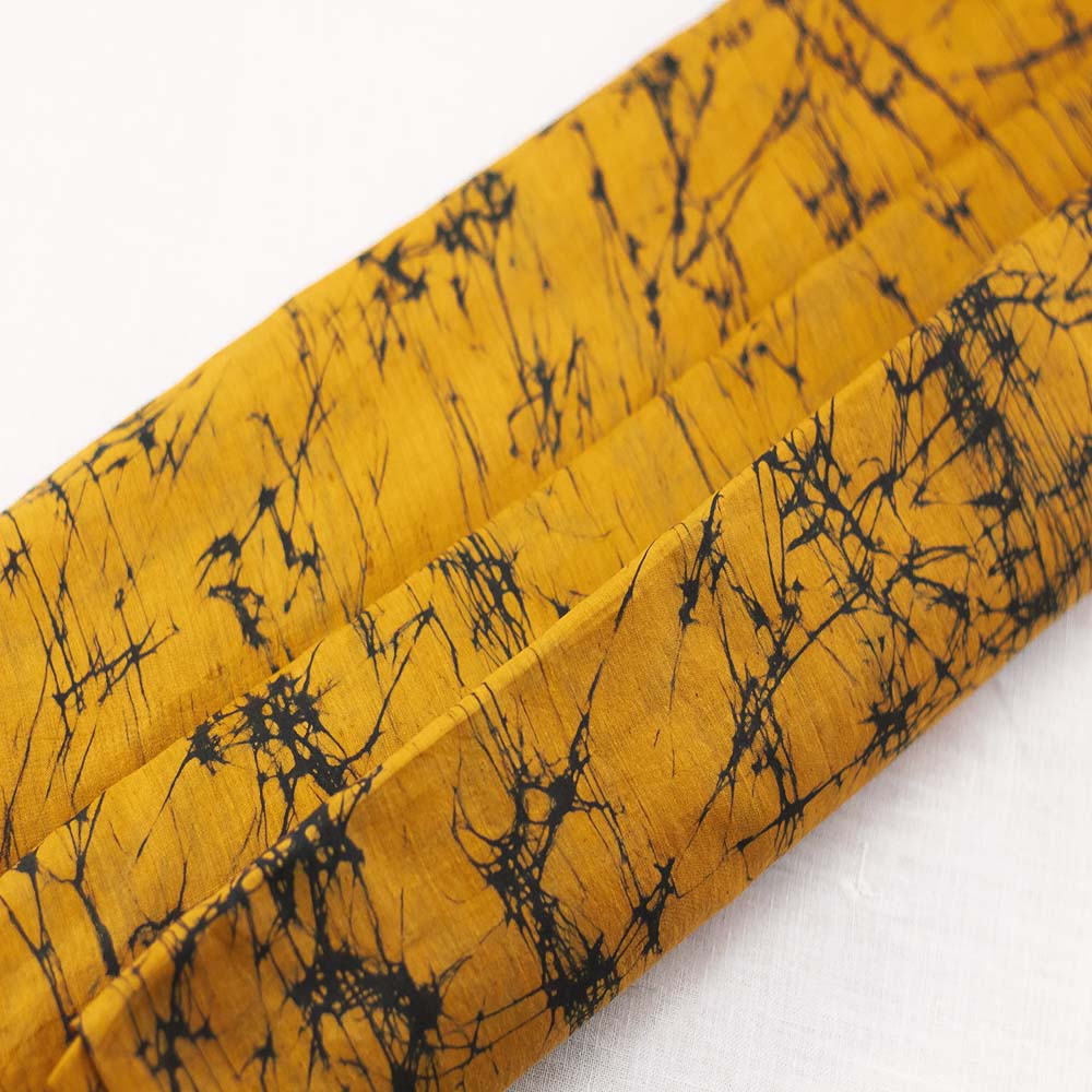ABSTRACT YELLOW BATIK COTTON MULBERRY SILK BLEND 40 GSM FABRIC 09