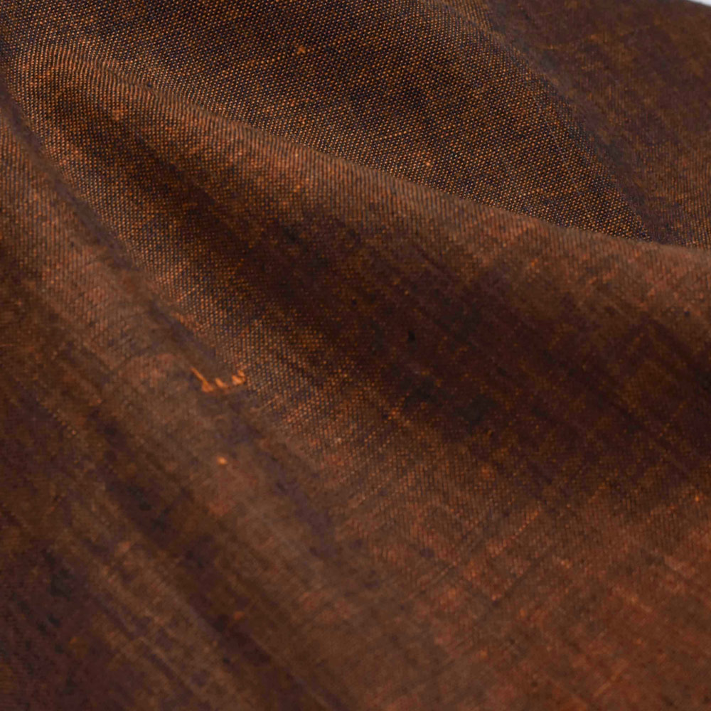 Cross Colour Brown Pure Cotton Handwoven Fabric