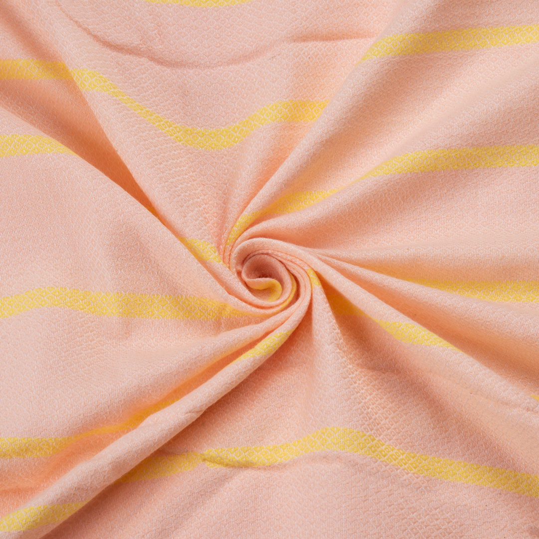 Stripe Peach & Yellow Jacquard Mercerised Cotton 114 GSM Fabric