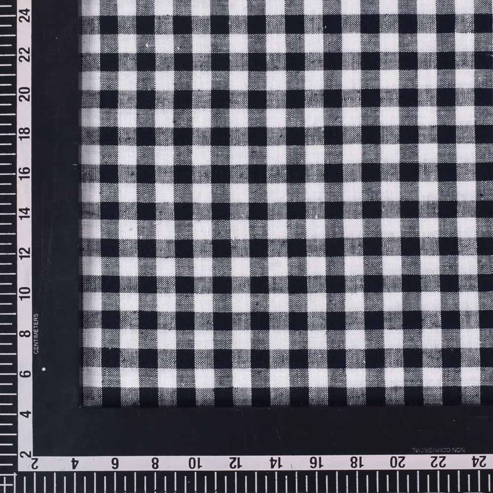 CHECK BLACK WHITE PURE KHADI 122 GSM HANDWOVEN FABRIC