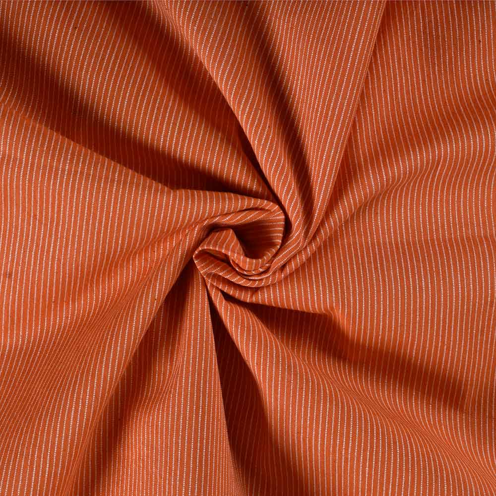 Stripe Orange Pure Cotton 98 GSM Handwoven Fabric