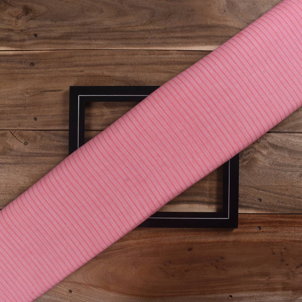 Stripe Pink Pure Cotton 75 GSM Handwoven Fabric