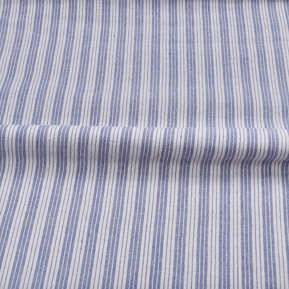 STRIPE BLUE & WHITE PURE COTTON 124 GSM HANDWOVEN FABRIC