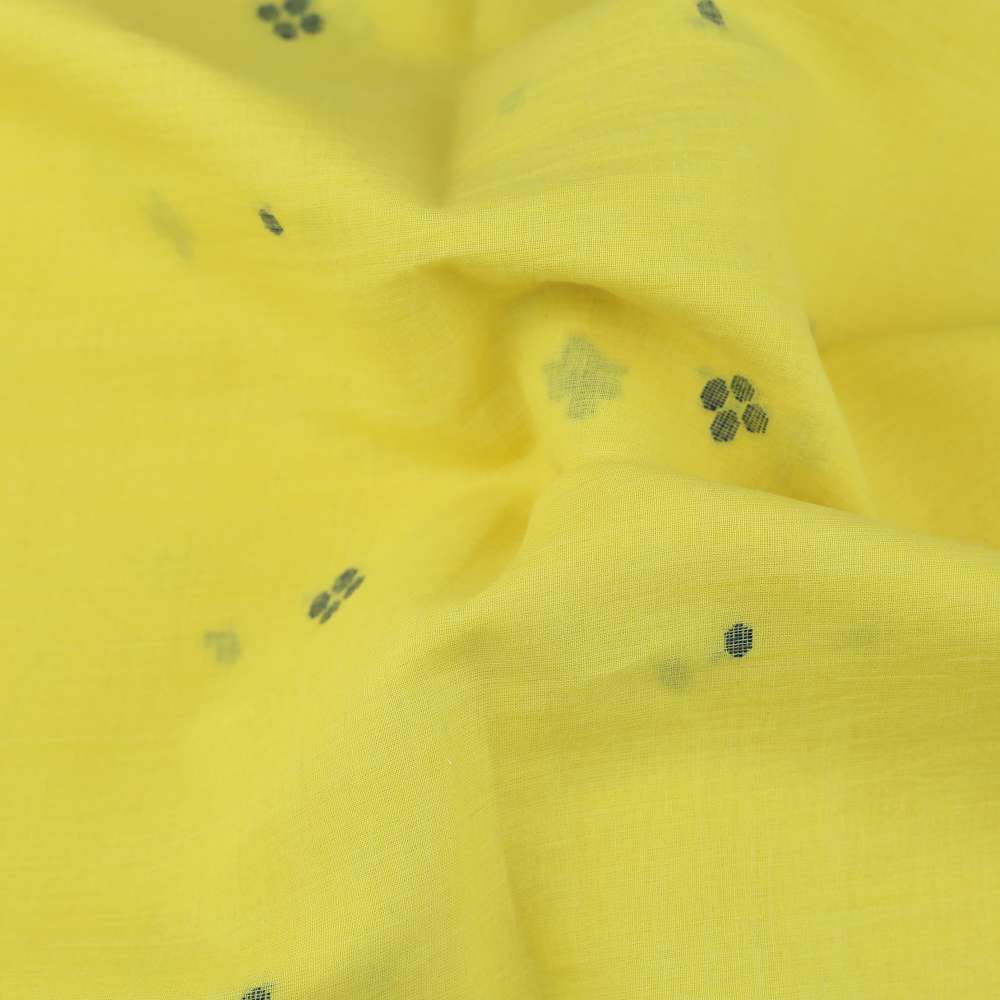 GEOMETRIC YELLOW JAMDANI PURE COTTON 55 GSM FABRIC 124