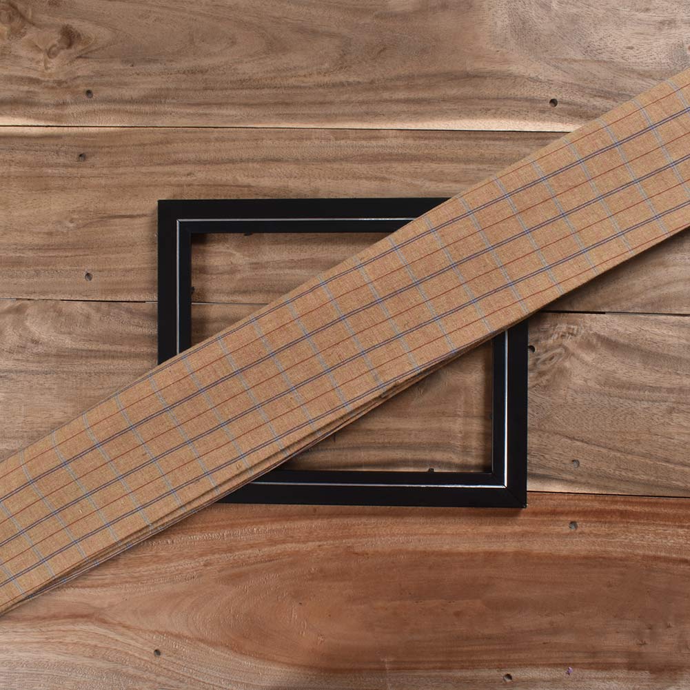 Check Brown Pure Cotton 104 GSM Handwoven Fabric