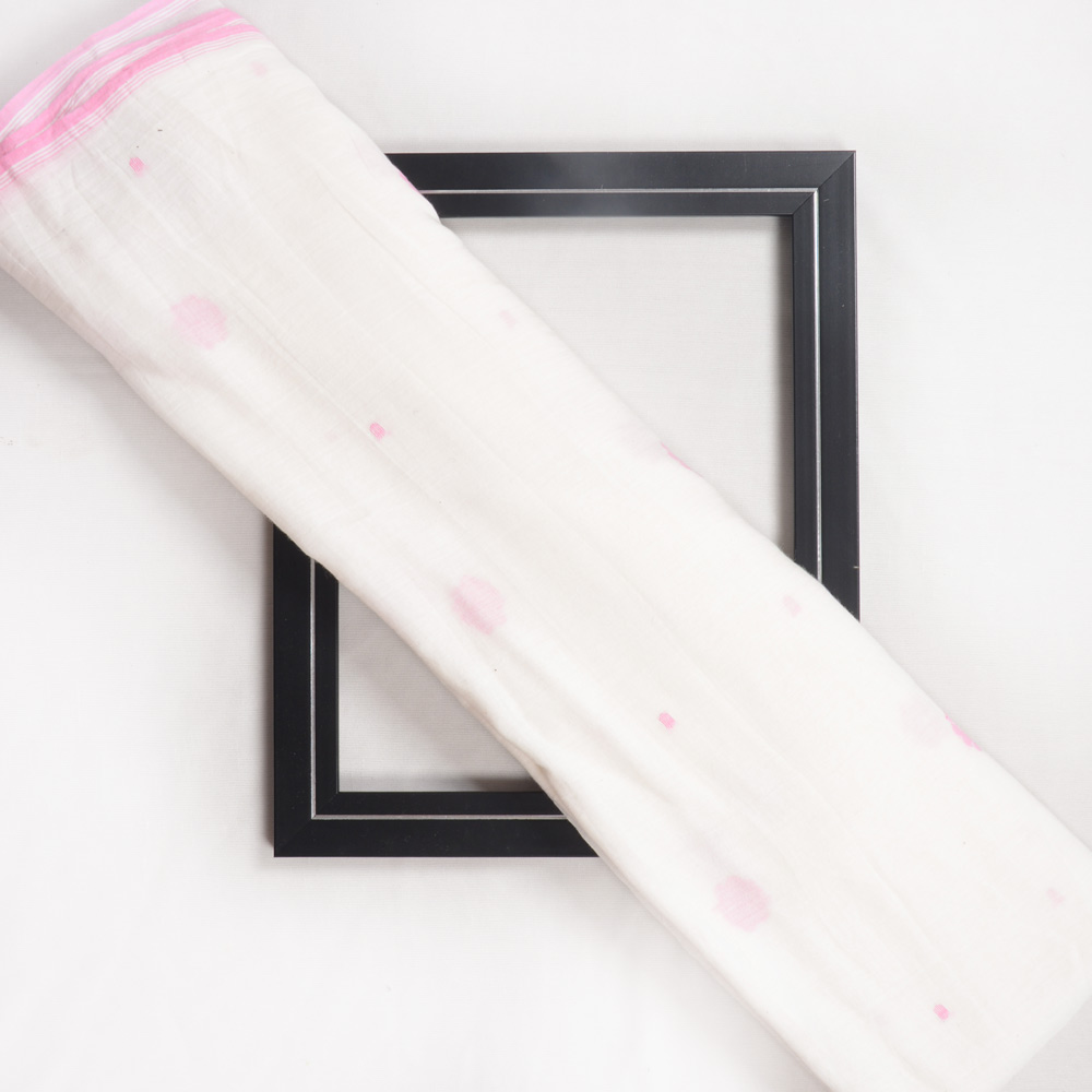 Geometric Cream Jamdani Pure Cotton 55 GSM Fabric 122