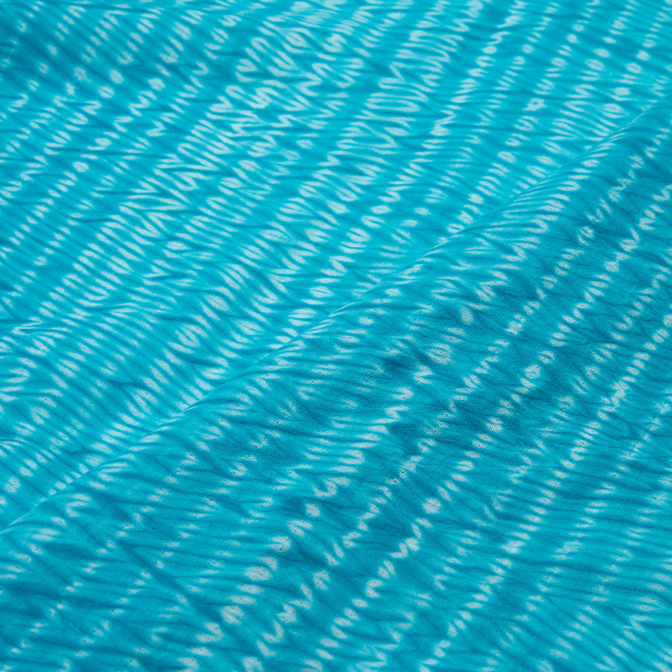 ABSTRACT OCEAN BLUE SHIBORI 69 GSM MERCERISED COTTON FABRIC