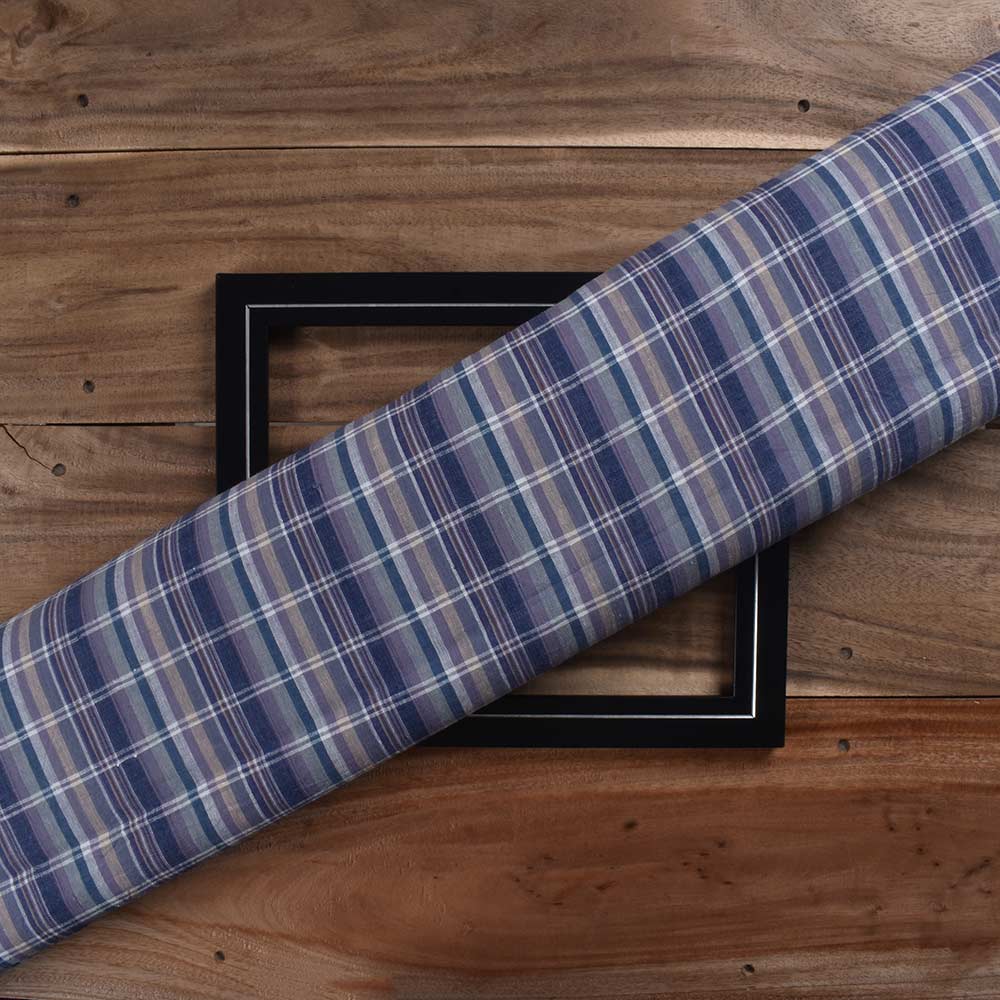 Check Multicolor Pure Cotton 98 GSM Handwoven Fabric