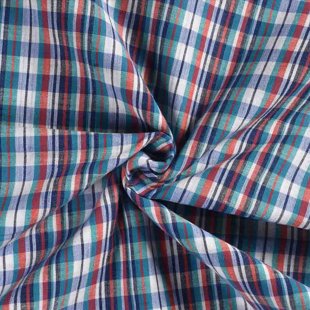 Check Multicolour Pure Cotton 95 GSM Handwoven Fabric 480