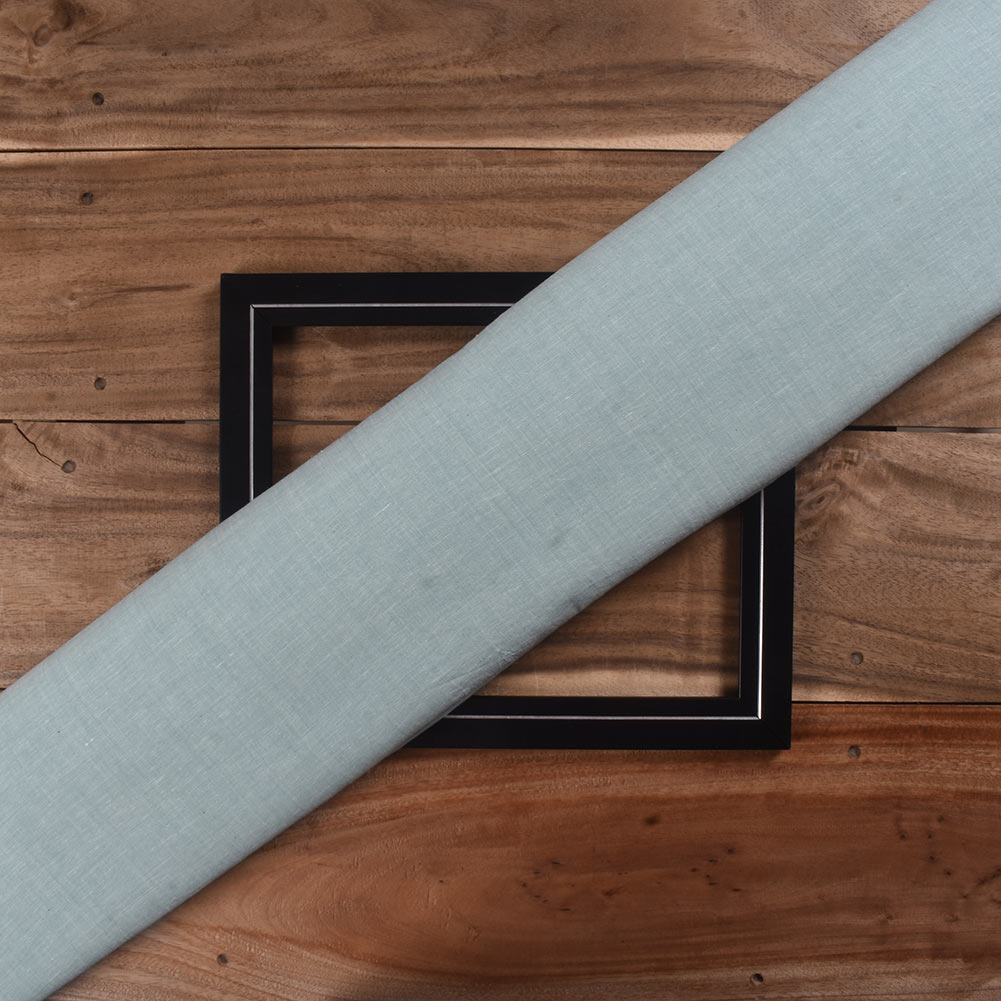 Chambray Light Green Khadi Cotton 70 GSM Handwoven Fabric